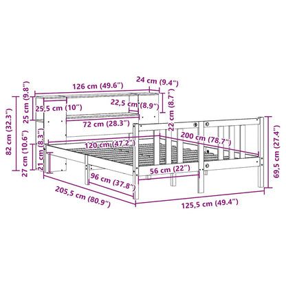 Bücherregalbett ohne Matratze 120x200 cm Massivholz Kiefer