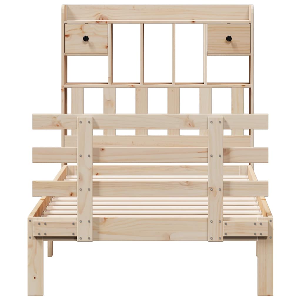 Bücherregalbett ohne Matratze 75x190 cm Massivholz Kiefer