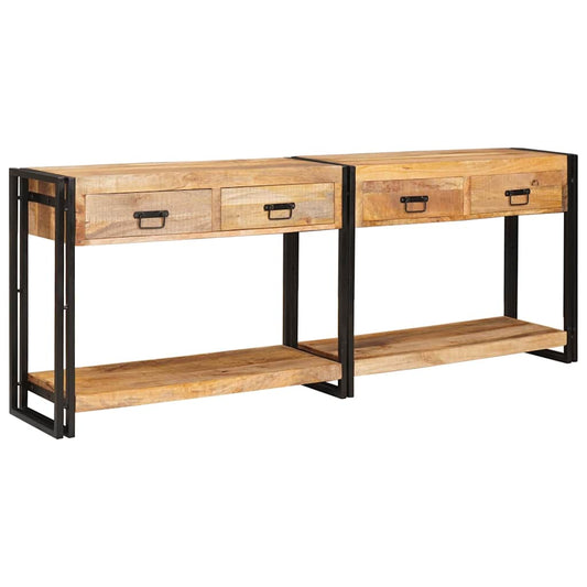 Konsolentisch mit Schubladen 2 pcs Braun Raues Mango-Massivholz