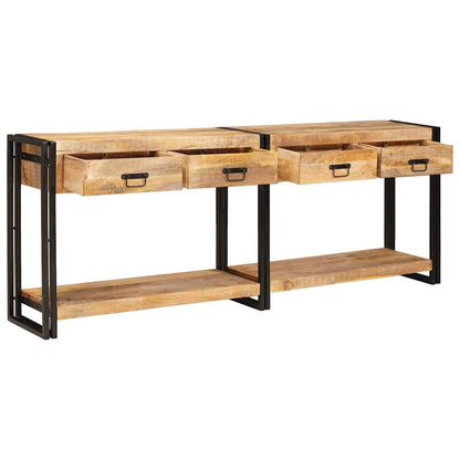 Konsolentisch mit Schubladen 2 pcs Braun Raues Mango-Massivholz