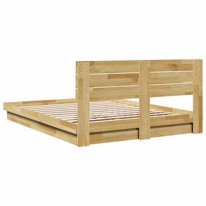 Massivholzbett mit Kopfteil ohne Matratze 140x200 cm Eichenholz