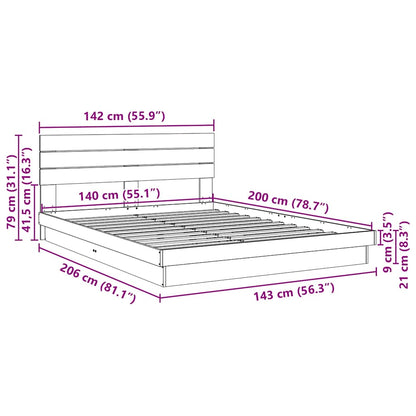 Massivholzbett mit Kopfteil ohne Matratze 140x200 cm Eichenholz