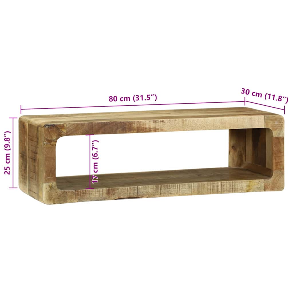 TV-Schrank mit Regal mit Speicher Braun Massivholz Mango