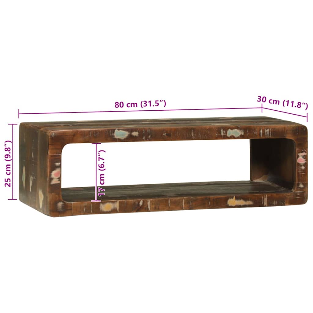 TV-Schrank mit Regal mit Speicher Mehrfarbig Massivholz Altholz