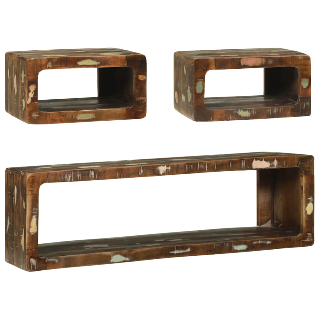 TV-Schrank-Set mit Regal 3 pcs Mehrfarbig Massivholz Altholz