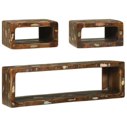 TV-Schrank-Set mit Regal 3 pcs Mehrfarbig Massivholz Altholz