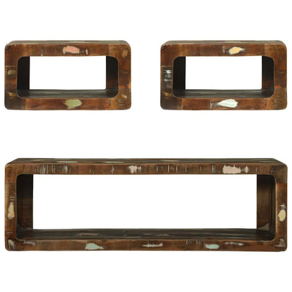 TV-Schrank-Set mit Regal 3 pcs Mehrfarbig Massivholz Altholz