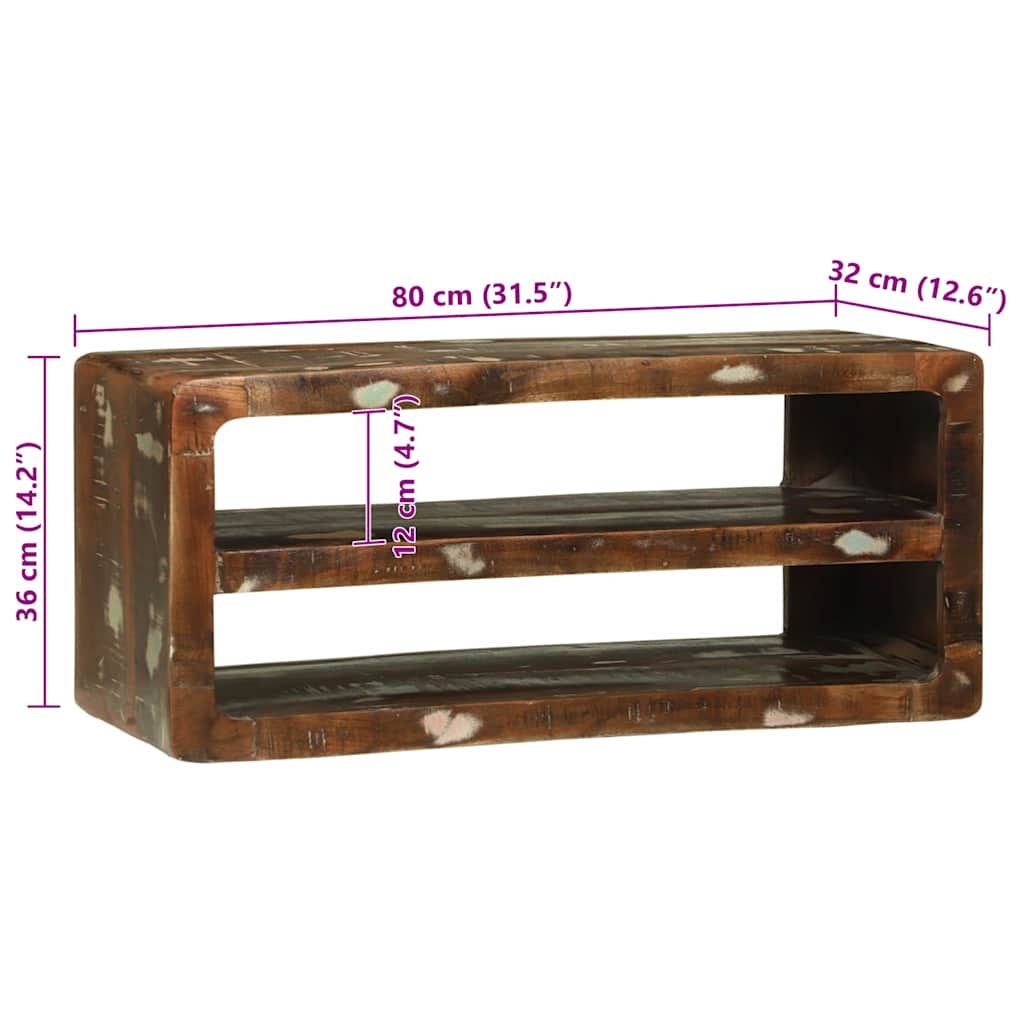 TV-Schrank Mehrfarbig 80 x 32 x 36 cm Massivholz Altholz