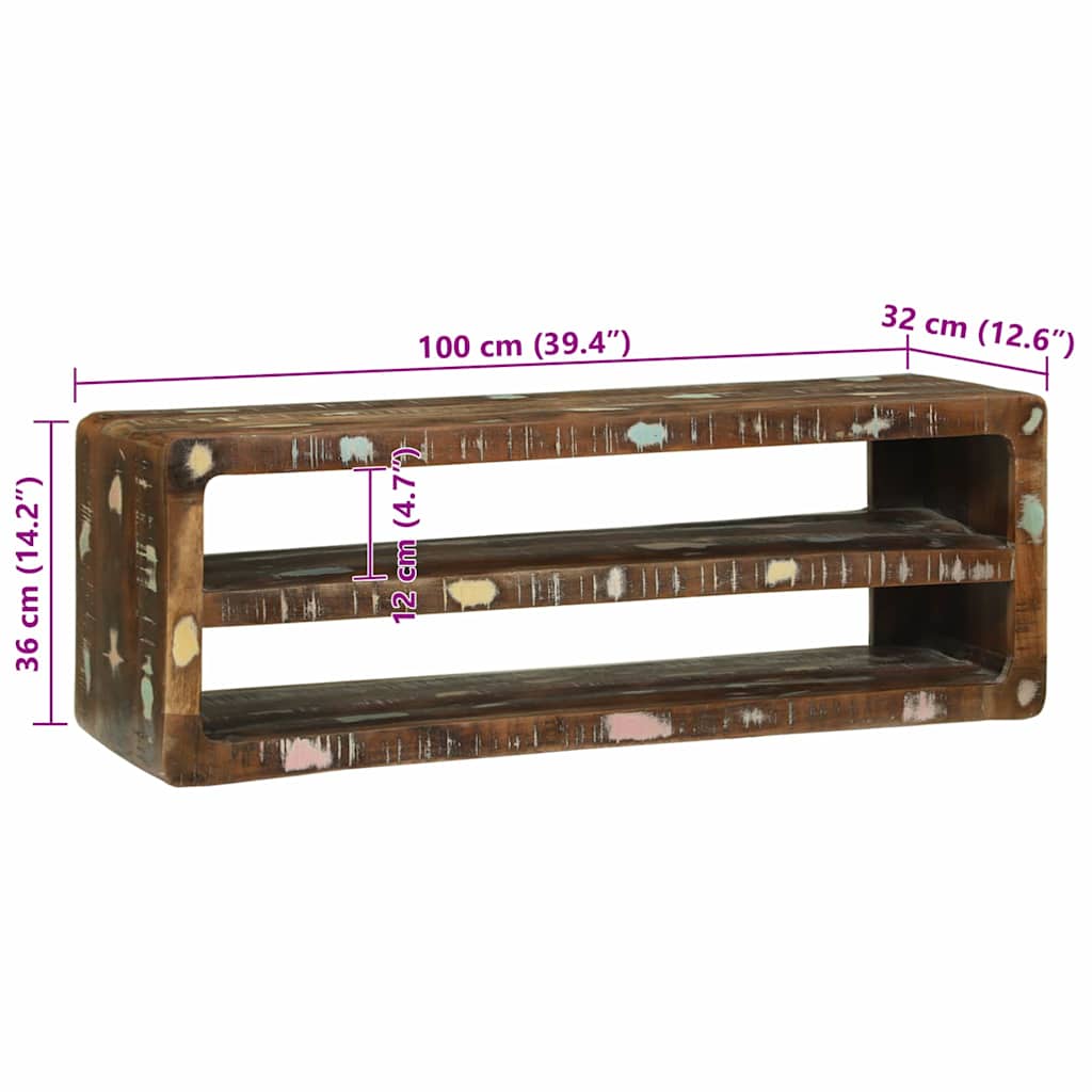 TV-Schrank Mehrfarbig 100 x 32 x 36 cm Massivholz Altholz