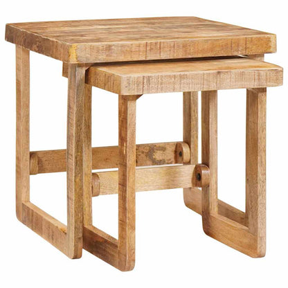 Beistelltische 2 pcs Braun massives Mangoholz