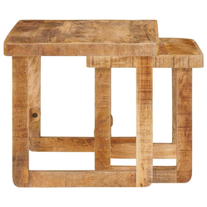 Beistelltische 2 pcs Braun massives Mangoholz