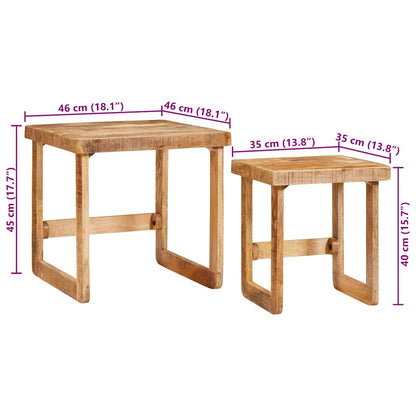 Beistelltische 2 pcs Braun massives Mangoholz