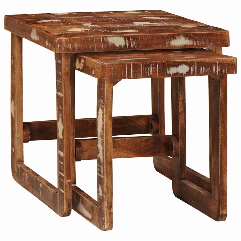 Beistelltische 2 pcs Mehrfarbig recyceltes Massivholz