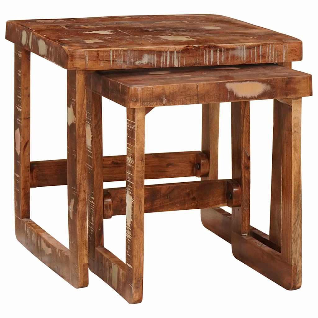 Beistelltische 2 pcs Mehrfarbig recyceltes Massivholz