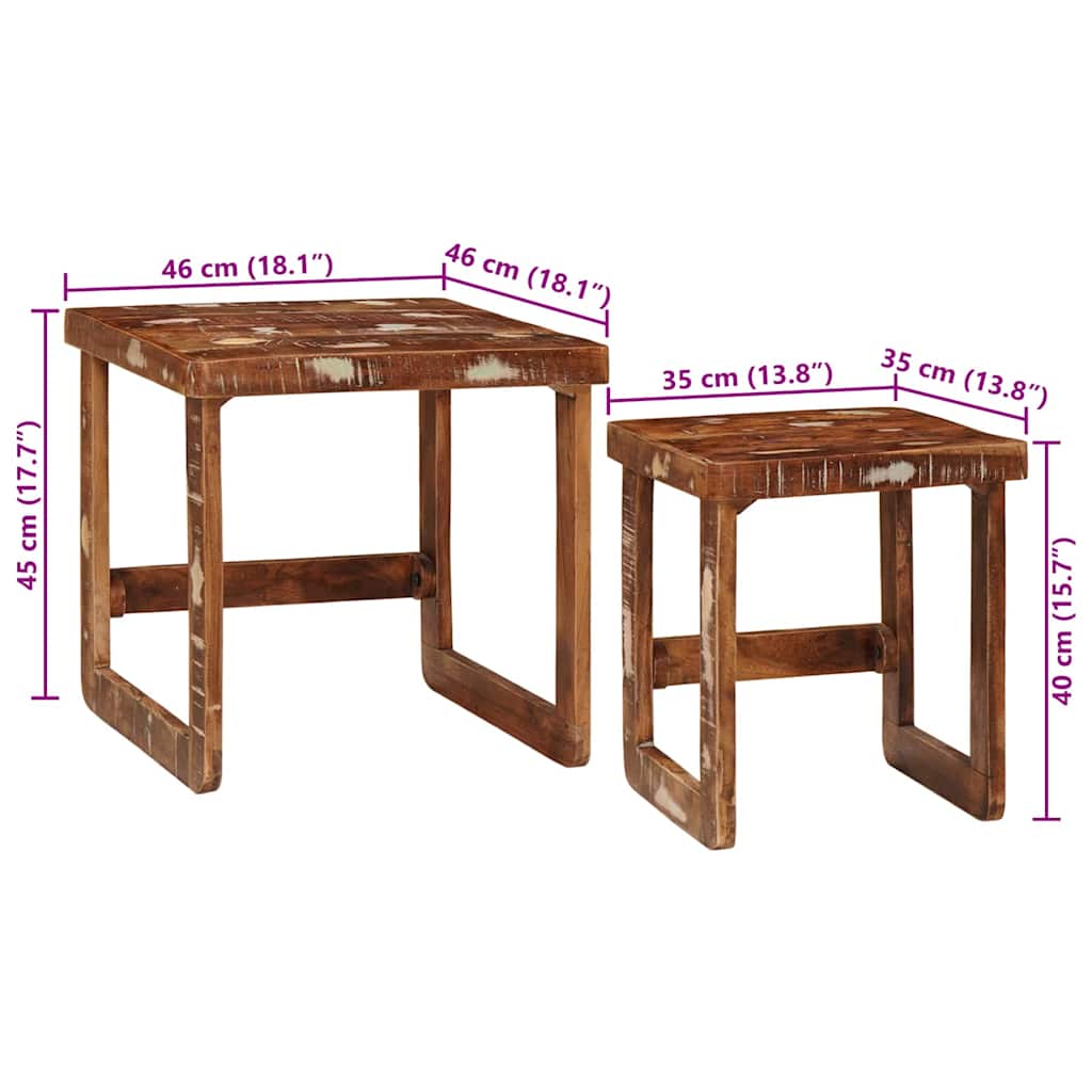 Beistelltische 2 pcs Mehrfarbig recyceltes Massivholz