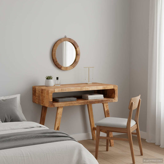 Schminktisch mit Regal Braun 90 x 76 x 45 cm Massivholz Mango