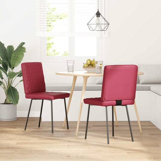 Esszimmerstühle 2 Stk. Weinrot Kunstleder
