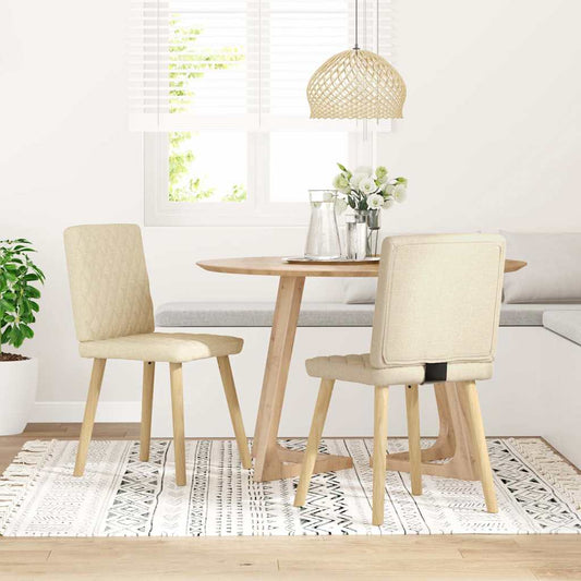 Esszimmerstühle 2 Stk. Creme Stoff