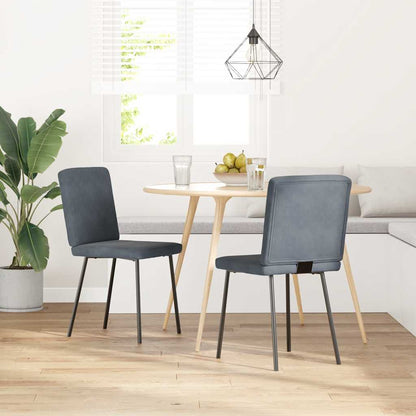 Esszimmerstühle 2 Stk. Dunkelgrau Samt