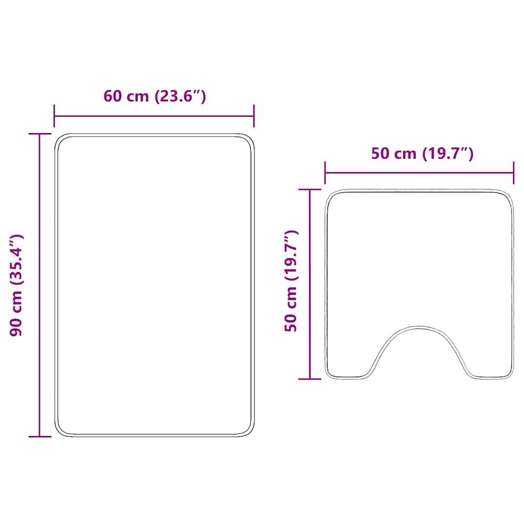 Badematte 2 pcs Lila 50 x 50 cm Polypropylen