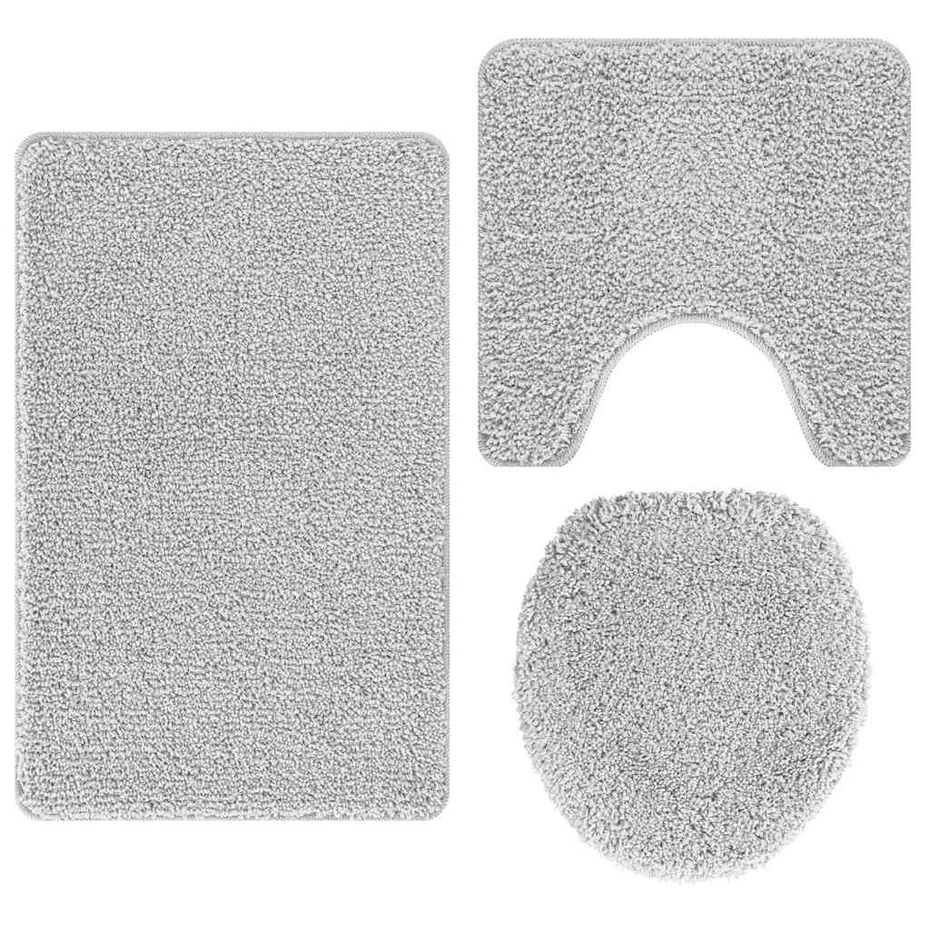 Anti-Rutsch Badematten-Set 3 pcs Grau 50 x 50 cm PP