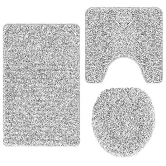 Anti-Rutsch Badematten-Set 3 pcs Grau 50 x 50 cm PP