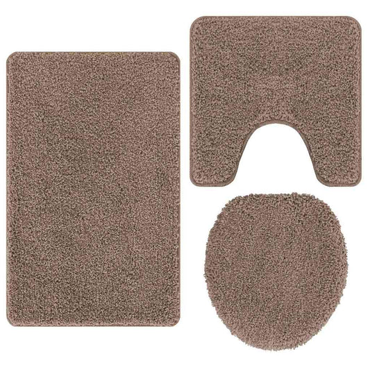 Anti-Rutsch Badematten-Set 3 pcs Braun 50 x 50 cm PP