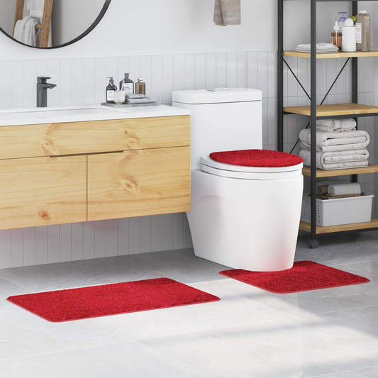 Anti-Rutsch Badematten-Set 3 pcs Rot 50 x 50 cm PP
