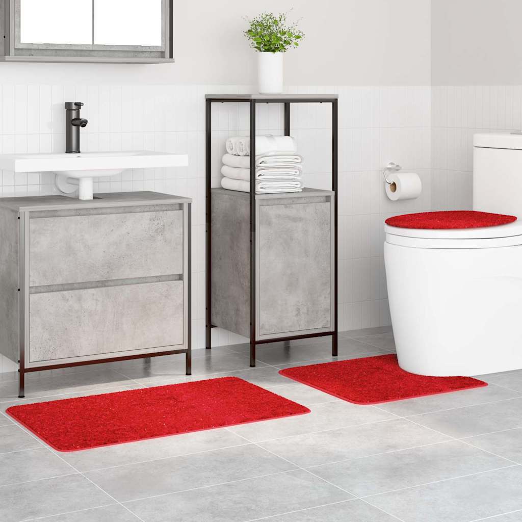 Anti-Rutsch Badematten-Set 3 pcs Rot 50 x 50 cm PP