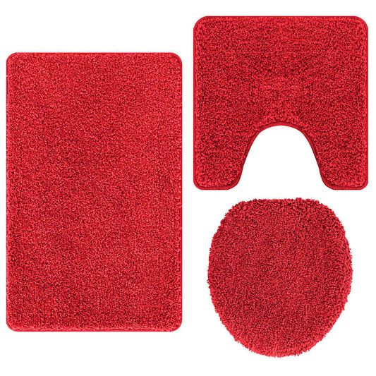 Anti-Rutsch Badematten-Set 3 pcs Rot 50 x 50 cm PP