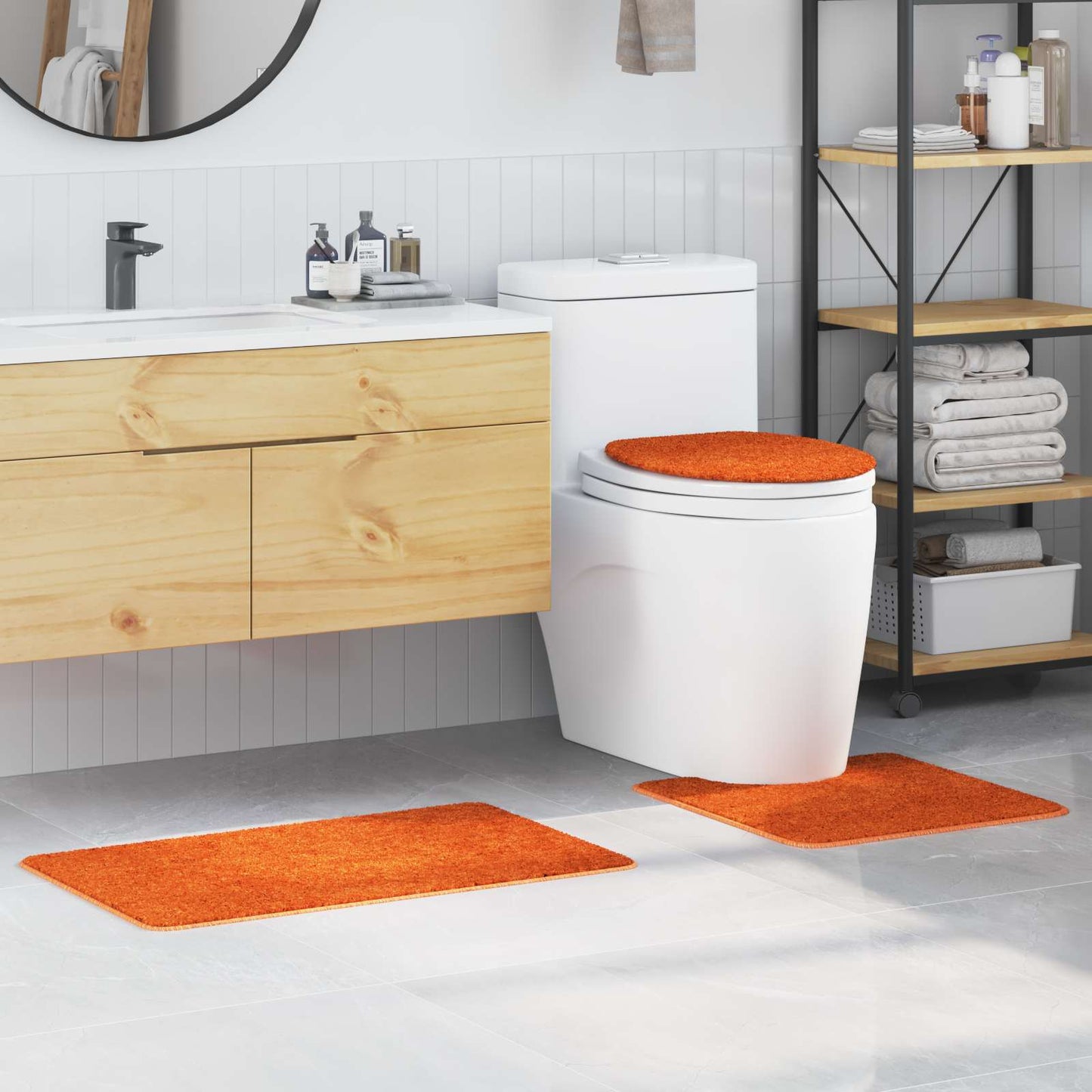 Anti-Rutsch Badematten-Set 3 pcs Orange PP