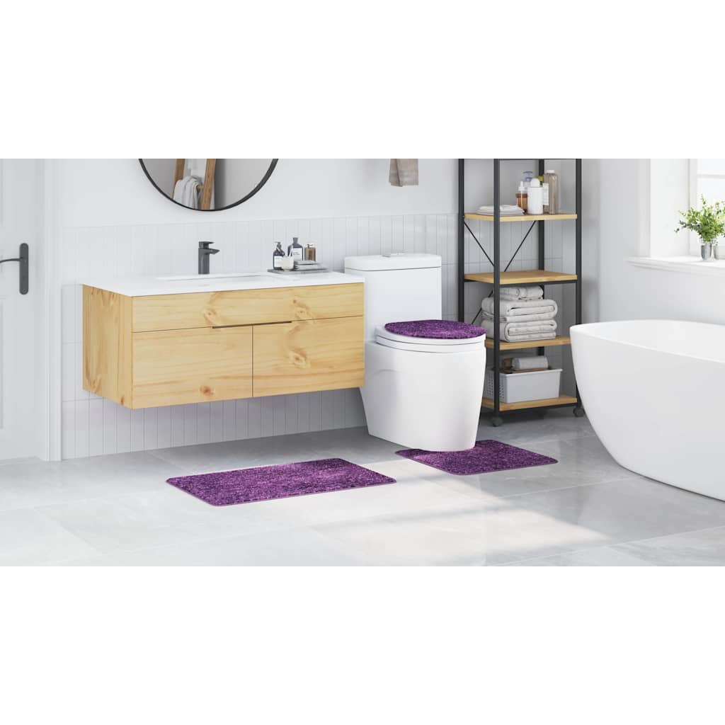 Anti-Rutsch Badematten-Set 3 pcs Lila 50 x 50 cm PP