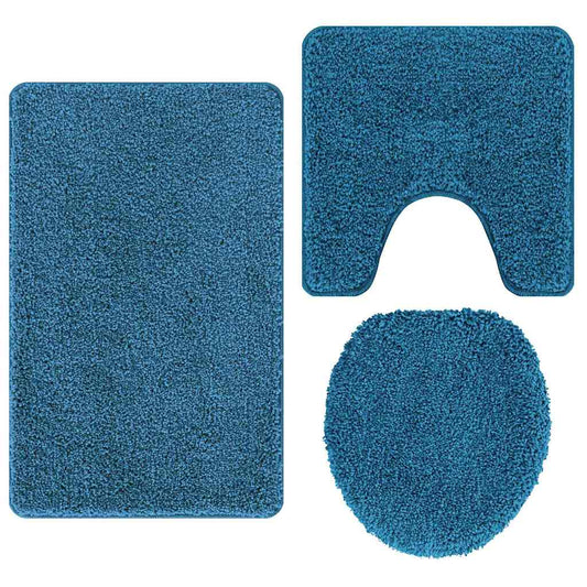 Anti-Rutsch Badematten-Set 3 pcs Blau 50 x 50 cm PP