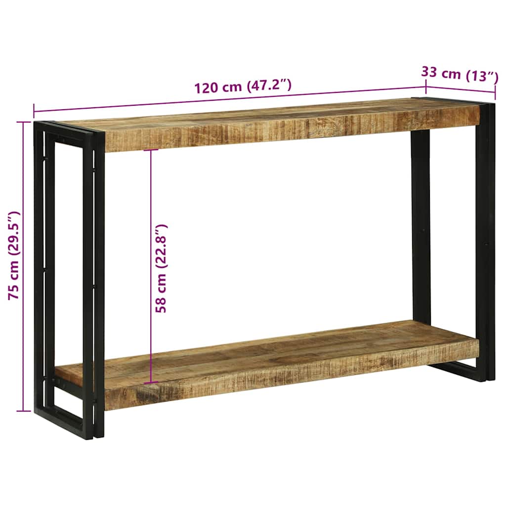 Konsolentisch Braun 120 x 33 x 75 cm Raues Mango-Massivholz