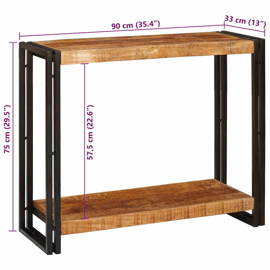 Konsolentisch Braun 90 x 33 x 75 cm Raues Mango-Massivholz
