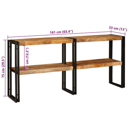 Konsolentisch mit Regal Braun 160 x 33 x 75 cm Massivholz Mango