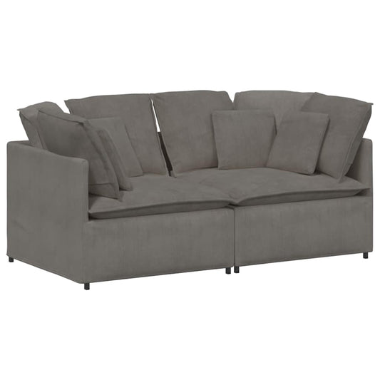 Modulares Sofa mit Kissen Cordstoff Hellgrau