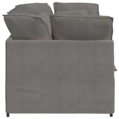 Modulares Sofa mit Kissen Cordstoff Hellgrau