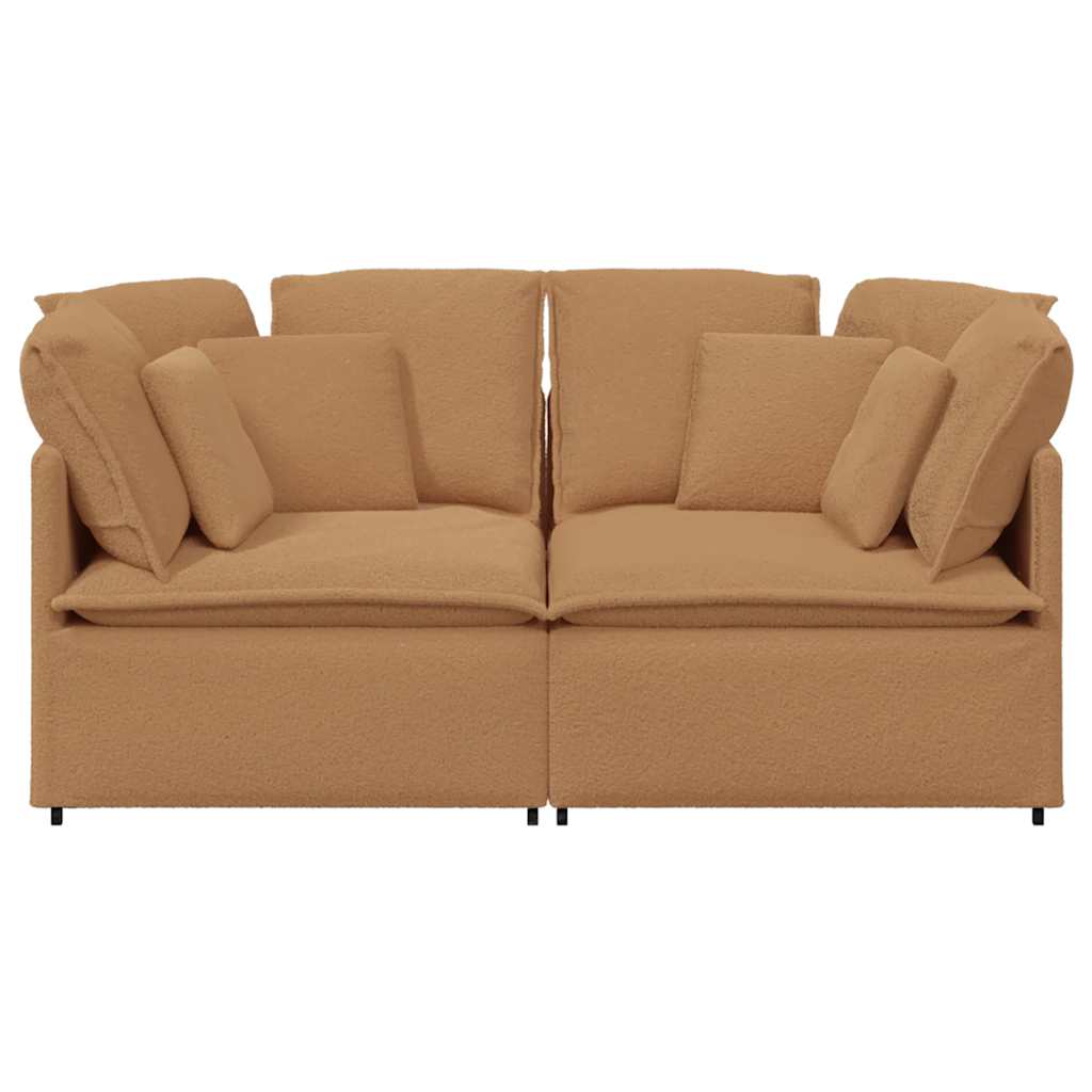 Modulares Sofa mit Kissen Stoff in Lammwolloptik Beige