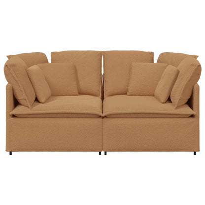 Modulares Sofa mit Kissen Stoff in Lammwolloptik Beige