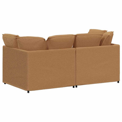 Modulares Sofa mit Kissen Stoff in Lammwolloptik Beige