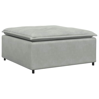 Modulares Sofa mit Fußhocker Kissen Samt Hellgrau