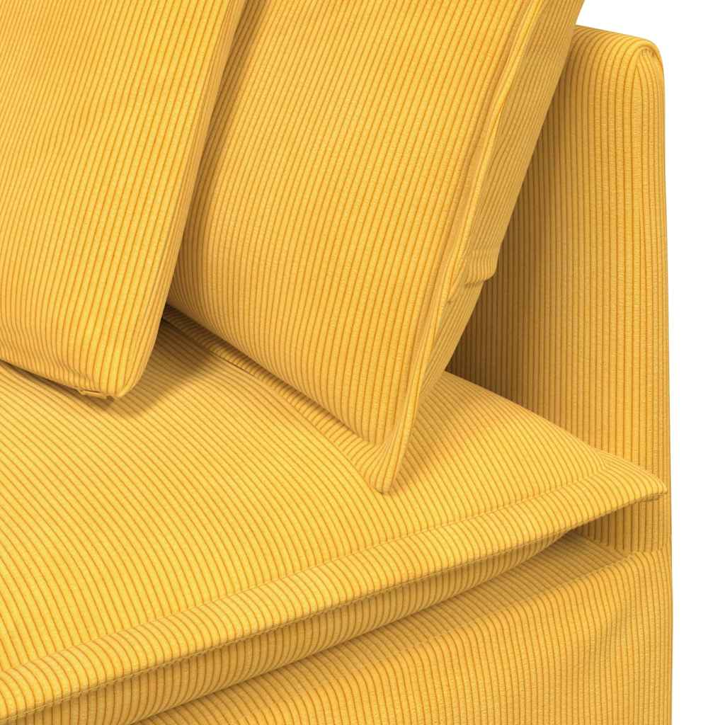Modulares Sofa mit Fußhocker Kissen Cordstoff Hellgelb