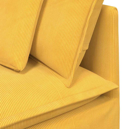 Modulares Sofa mit Fußhocker Kissen Cordstoff Hellgelb