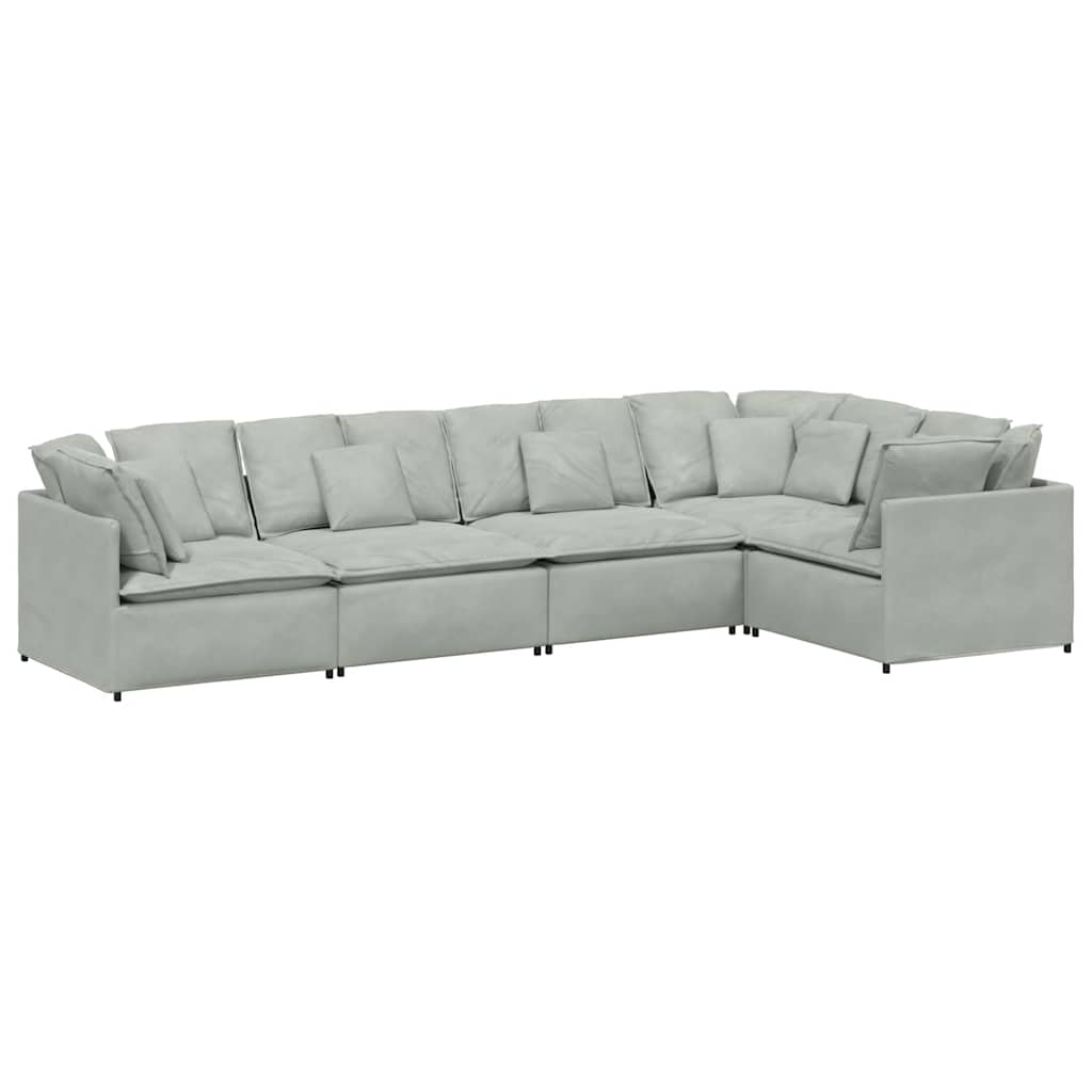 Modulares Sofa mit Kissen Samt Hellgrau