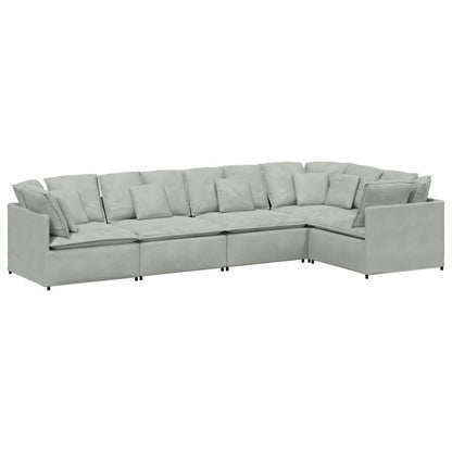 Modulares Sofa mit Kissen Samt Hellgrau
