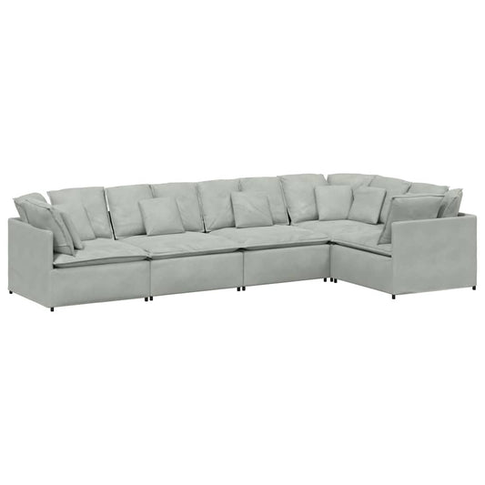 Modulares Sofa mit Kissen Samt Hellgrau