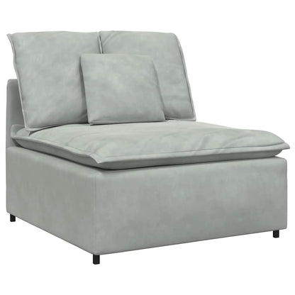 Modulares Sofa mit Kissen Samt Hellgrau