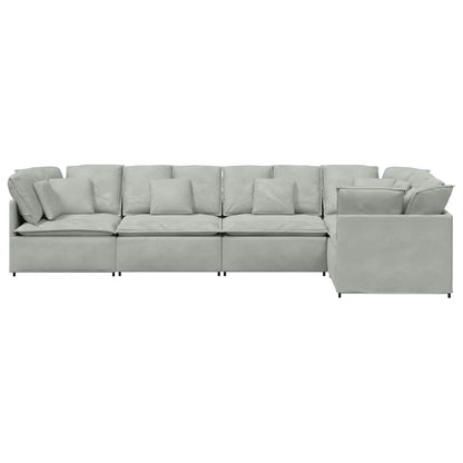Modulares Sofa mit Kissen Samt Hellgrau