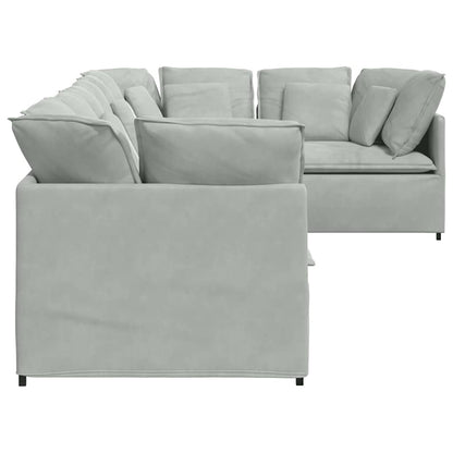 Modulares Sofa mit Kissen Samt Hellgrau